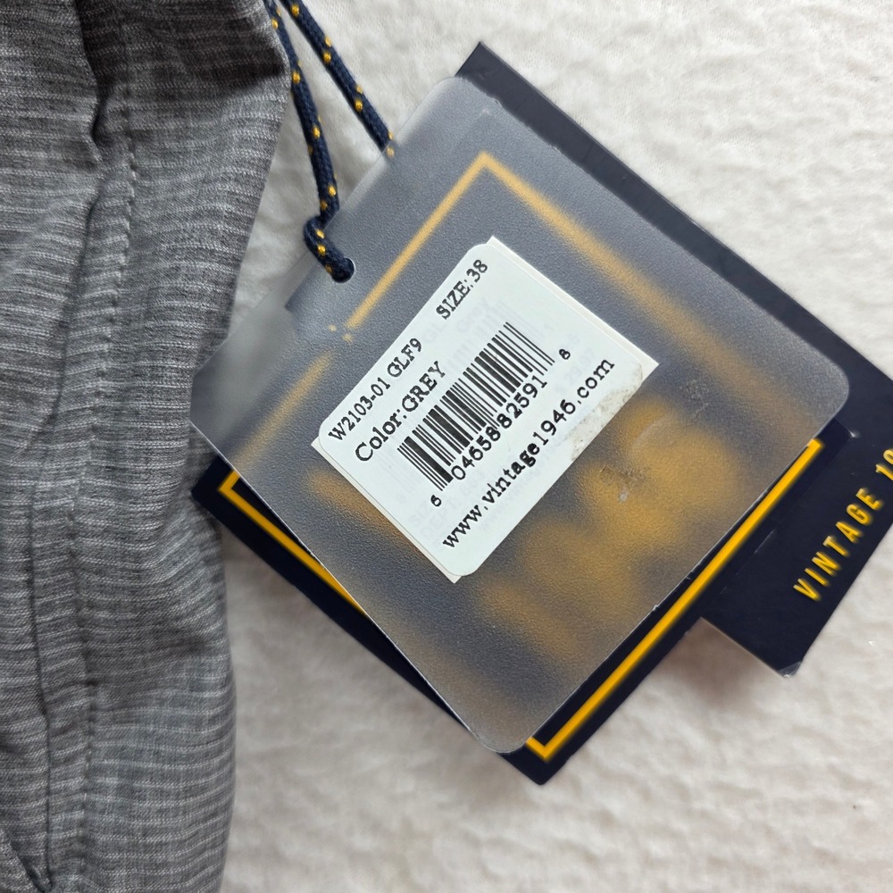 Vintage 1946 Golf Shorts Mens 38 Grey Performance Stretch Micro Stripe New - Picture 6 of 12